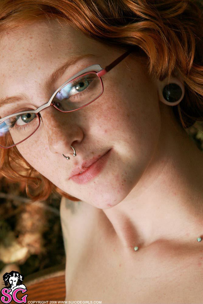 hippie girl fingering herself and cumming #July from #SuicideGirls #redhead #naturalredhead #shorthair #glasses #freckles #cute #face #NonNude